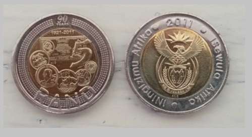 2011 - SA R5 Coin - SARB COIN x 20 - 90 YEARS CELEBRATION   -  UNC condition