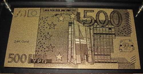 500 EURO GOLD NOTE, 24K GOLD NOTE 999.9 PURITY IN DISPLAY CASE