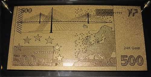 500 EURO GOLD NOTE, 24K GOLD NOTE 999.9 PURITY IN DISPLAY CASE
