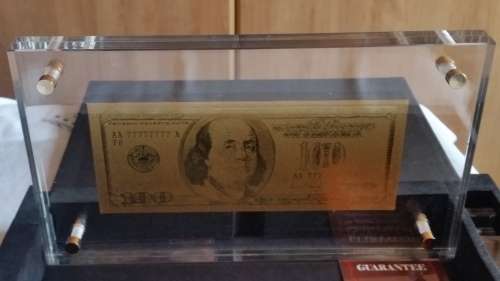 US$ 100 GOLD NOTE, 24K GOLD NOTE 999.9 PURITY IN DISPLAY CASE