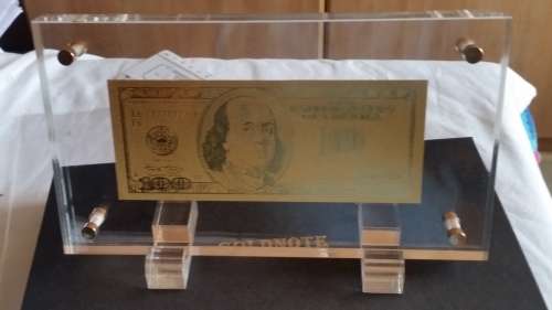 US$ 100 GOLD NOTE, 24K GOLD NOTE 999.9 PURITY IN DISPLAY CASE