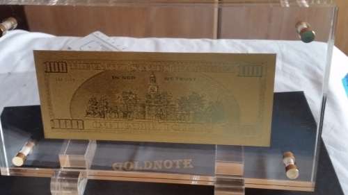 US$ 100 GOLD NOTE, 24K GOLD NOTE 999.9 PURITY IN DISPLAY CASE