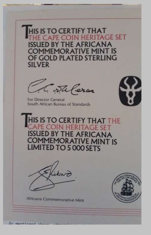 OUR CAPE COIN HERITAGE, 1600-1834, THE AFRICANA COMMEMORATIVE MINT - PROOF MEDALLION COLLECTION