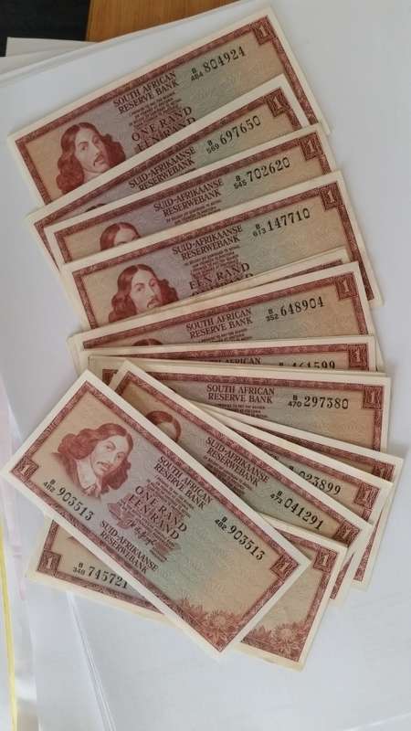 TW DE JONGH  - R1 NOTE x 20 - VAN RIEBEECK WATERMARK - MINT  CONDITION