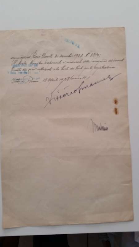 MUSSOLINI & KING EMANUELE AUTOGRAPHS PRE WW 2 1928 DOCUMENT RARE 2 SIGNATURES