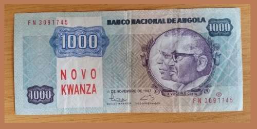 ANGOLA NOVO KWANZA/NEW KWANZA - 1000 NEW KWANZA NOTES - USED CONIDTION