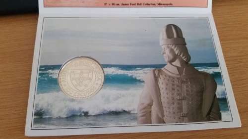 1987 - UC SILVER COMMEMORATIVE 100 ESCUDO COIN - THE GOLDEN ERA OF THE PORTUGUESE DISCOVERIES -