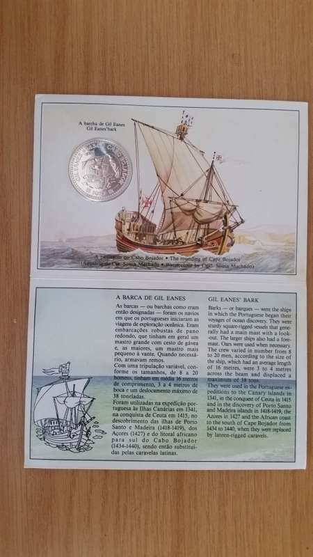1987 - UC SILVER COMMEMORATIVE 100 ESCUDO COIN - THE GOLDEN ERA OF THE PORTUGUESE DISCOVERIES -