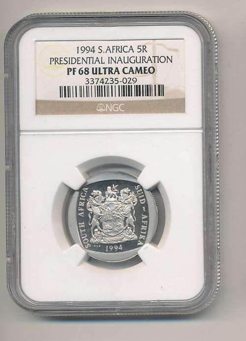 1994 Presidential Inauguration R5 coin PF68 Ultra Cameo - No Stairs