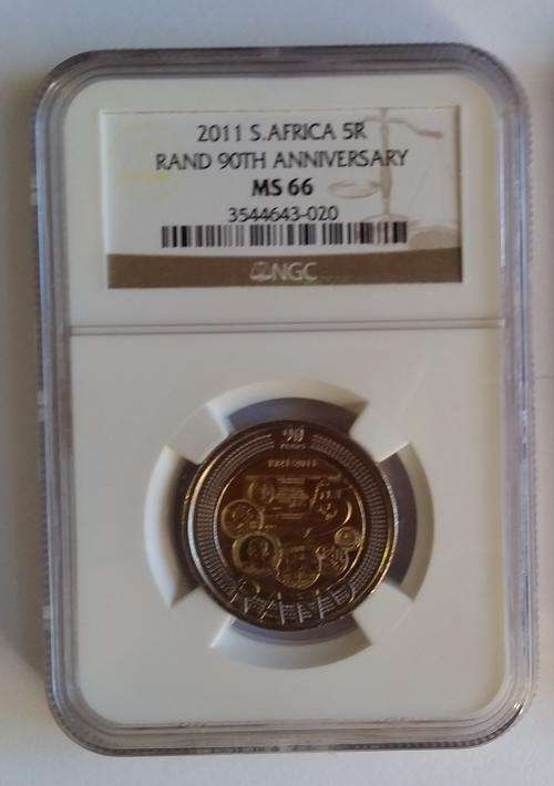 2011 South Africa R5 - RAND 90th Anniversary Coin MS 66