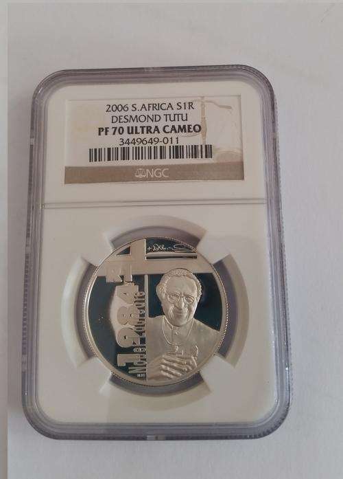 2006 Desmond Tutu - R1 Silver Coin PF70 Ultra Cameo