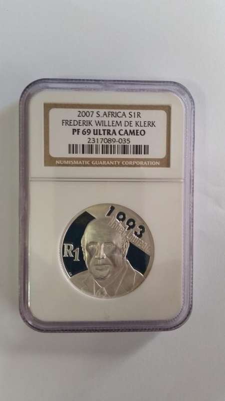 2007 Frederick de Klerk - R1 Silver Coin PF69 Ultra Cameo