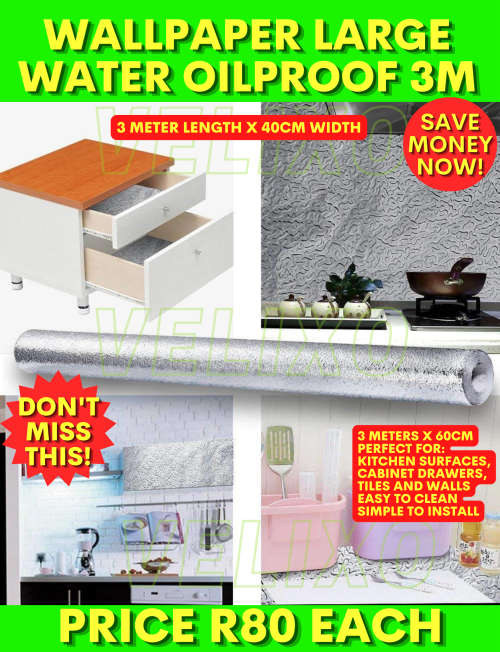 Wallpaper Waterproof Self Adhesive Silver Large