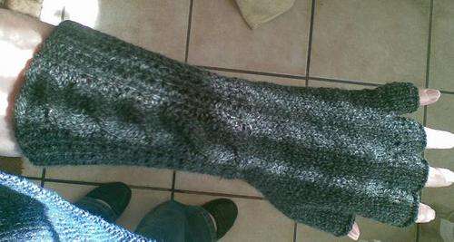 Darkgrey Hand knitted fingeless gloves to fit average female hand