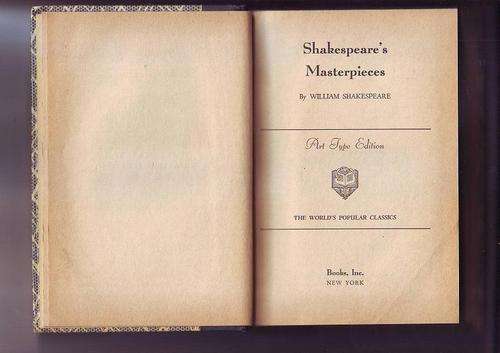 Shakespeare's Masterpieces by William Shakespeare  art type edition printed +_ 1964 hardcover