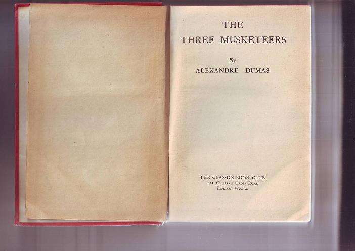 The Free Musketeers - Alexander Dumas from the Classic book club 1940 print hardcover