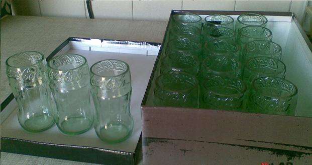 18 x 350ml Coke bottel recycled glass glasses ideal for bar or children