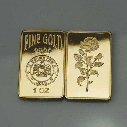 American Emirates Rose 1oz .999 24k Gold Clad bar.