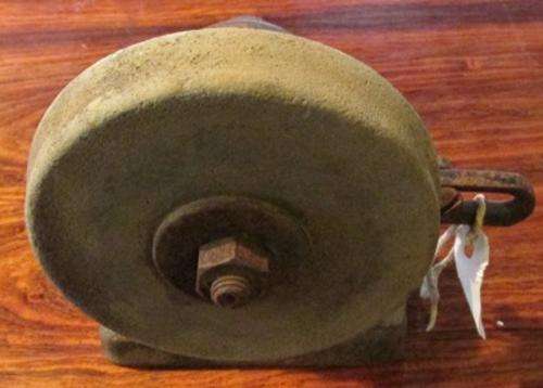 vintage hand cranked bench grinder