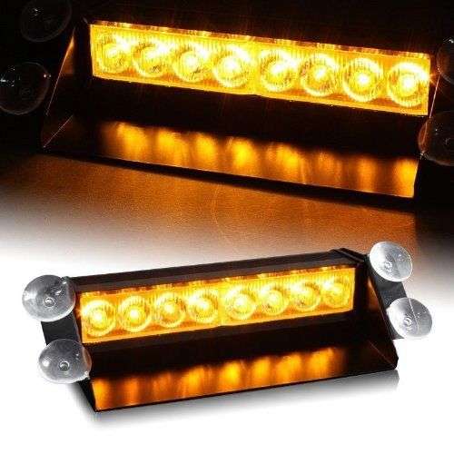 EMERGENCY STROBE WARNING LIGHT 8 LED - AMBER