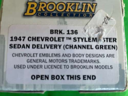 BROOKLIN MODEL BRK.136.1947 CHEVROLET TM STYLE MASTER SEDAN DELIVERY.CHAVEL GREEN.LIKE DINKY.
