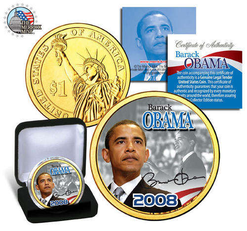 COINS - BARACK OBAMA *LIMITED* '08 PRESIDENTIAL US MINT 1$ GOLD COIN