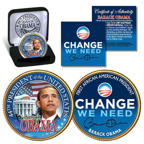 30mm 24K Gold Plated Barack Obama Half dollar Kennedy collectable coin