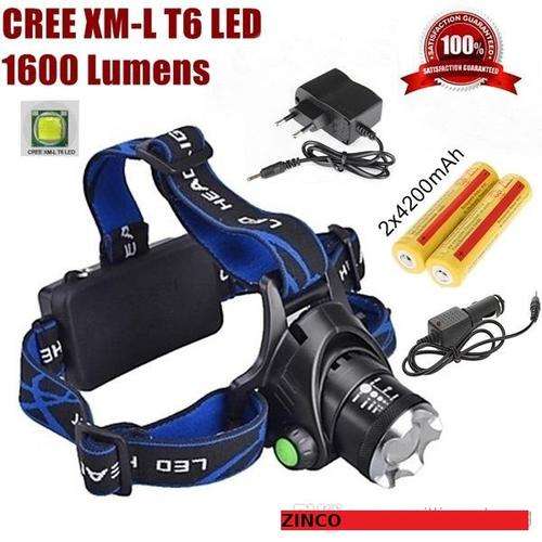 FULL PACKAGE!! CREE XM-L XML T6 LED 1600 Lumens Rechargeable ZOOM Headlight