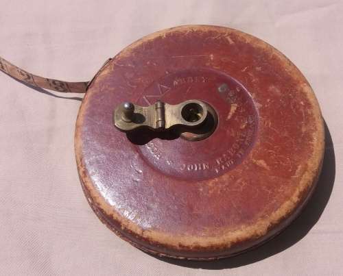 Vintage John Rabone 100 Foot Tape Measure in Leather Casing mid 1800's
