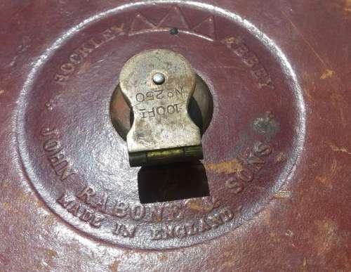 Vintage John Rabone 100 Foot Tape Measure in Leather Casing mid 1800's