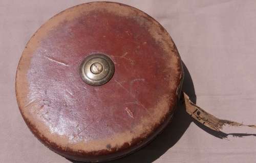 Vintage John Rabone 100 Foot Tape Measure in Leather Casing mid 1800's