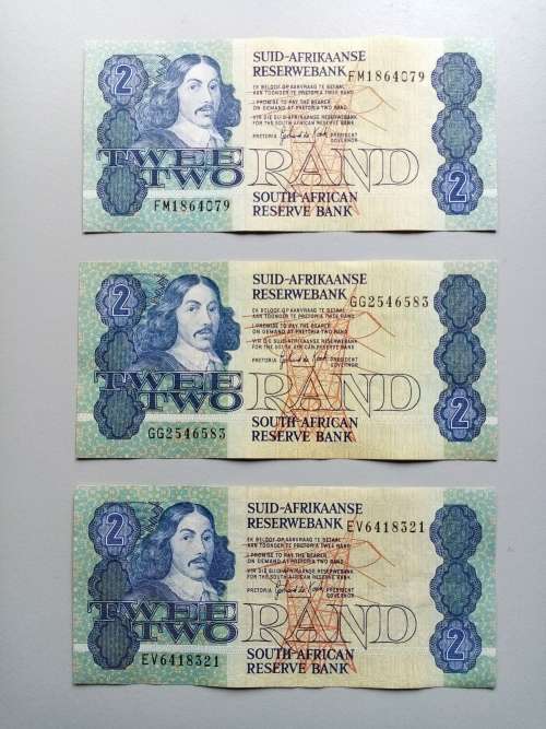 3 X GERHARD DE KOCK R2 BANKNOTES (UNCIRCULATED)