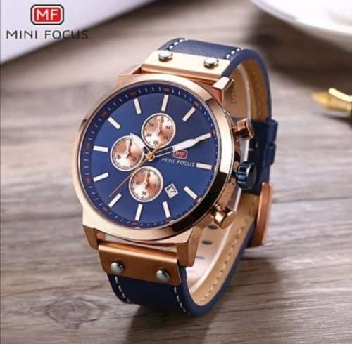 2019**MINI FOCUS**FULL CHRONOGRAPH MEN'S WATCH WITH LEATHER BUCKLE STRAP