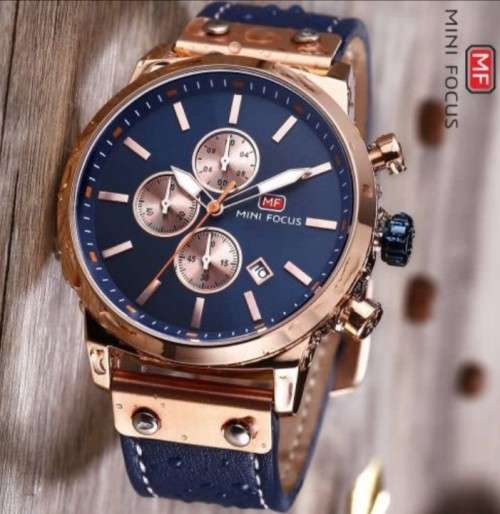 2019**MINI FOCUS**FULL CHRONOGRAPH MEN'S WATCH WITH LEATHER BUCKLE STRAP