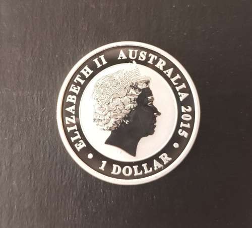 RARE 2015 AUSTRALIAN KOOKABURRA 1 OZ SILVER COIN (15 YEAR COMMEMORATIVE)(UNC)(CAPSULED)