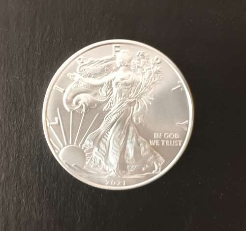 RARE 2021 UNITED STATES FINE SILVER EAGLE (UNC)(CAPSULED)(FINAL YEAR OF DESIGN)