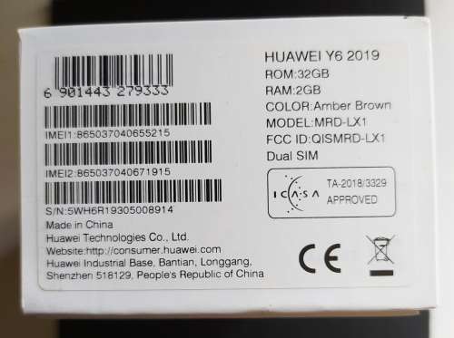 DEMO MODEL DUAL-SIM HAUWEI Y6 (2019) MODEL SMARTPHONE WITH TEMPERED GLASS SCREEN PROTECTOR and COVER