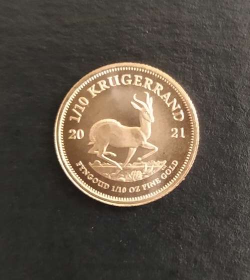 1/10 OZ FINE GOLD KRUGERRAND - 2021 UNC (IN CAPSULE)
