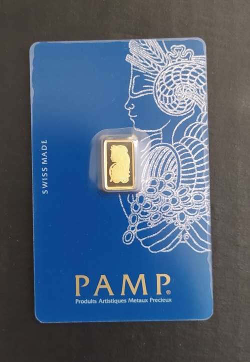 1 GRAM 24CT FINE GOLD BAR BY PAMP SUISSE - CERTIFIED and SIGNED BY ASSAYER
