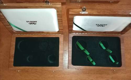 (LOW START) 2 X SOLID WOOD PRESTIGE COIN SET BOXES