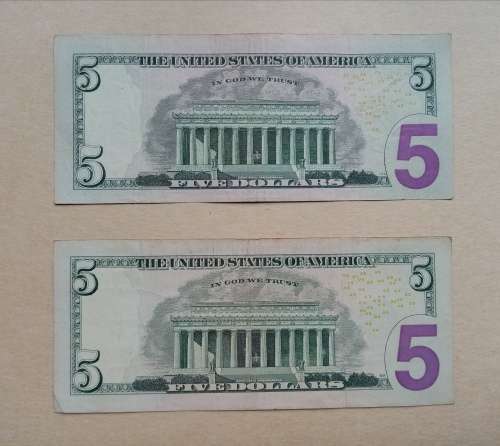 2 X UNITED STATES $5 BANKNOTES(ONE BID FOR BOTH)