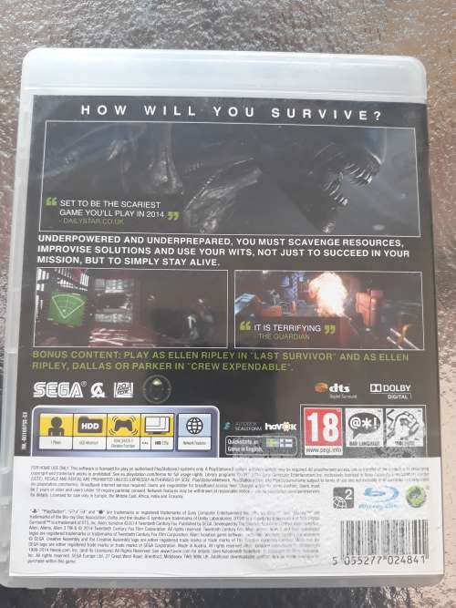 CIB Alien Isolation Ps3