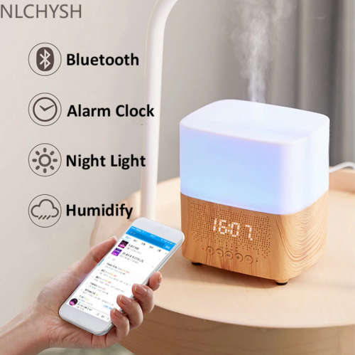 Smart Bluetooth Aroma Essential oil Diffuser Ultrasonic mist maker with Speaker Time Display Alarm