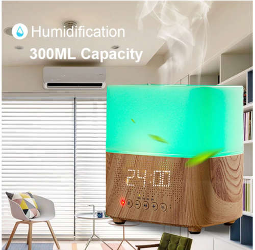 Smart Bluetooth Aroma Essential oil Diffuser Ultrasonic mist maker with Speaker Time Display Alarm