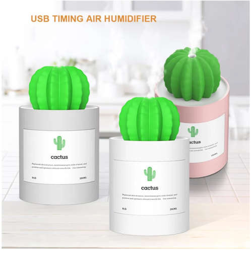 Hot USB Air Humidifier Cactus Timing Aromatherapy Diffuser 280ml Mist Maker Fogger Mini roma Diffuse