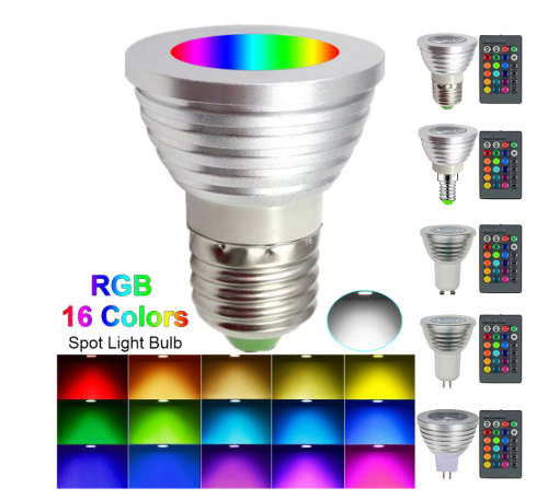 LED RGB Light Bulb Dimmable 3W LED Lamp Remote Control Colorful Changing Bulb Led Lampada Decor Home