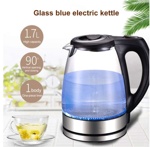 1.8L Electric Kettle Stainless Steel Glass Health Preserving Pot Electric Water Heater with Blue Led