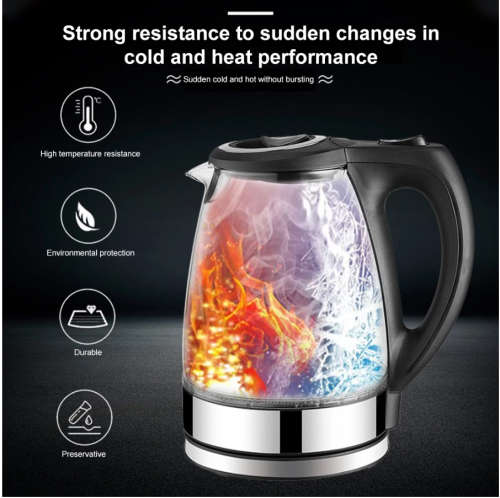 1.8L Electric Kettle Stainless Steel Glass Health Preserving Pot Electric Water Heater with Blue Led