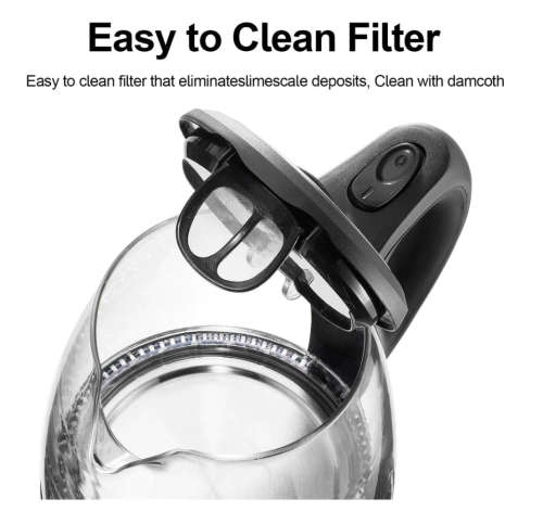 1.8L Electric Kettle Stainless Steel Glass Health Preserving Pot Electric Water Heater with Blue Led