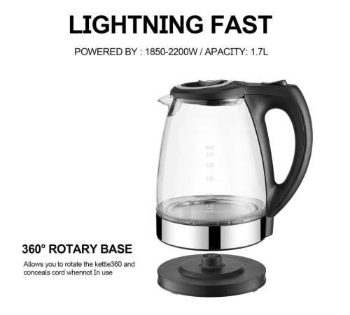 1.8L Electric Kettle Stainless Steel Glass Health Preserving Pot Electric Water Heater with Blue Led
